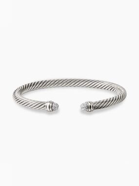 David Yurman Classic Cable Bracelet 5mm with Pavé Diamond End Caps